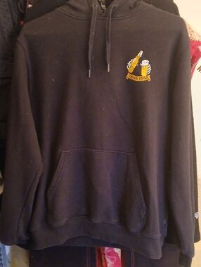 Vans Black Hoodie with Yellow Crest Graphic, Small